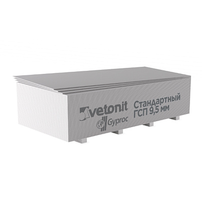 Гипсокартон 2500х1200х9.5мм /Vetonit Гипсокартон 2500х1200х9.5мм /Vetonit