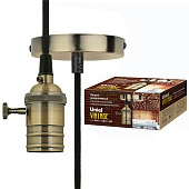 Патрон декоративный 60Вт Е27 бронза шнуровой выключатель шнур 1м /Uniel Патрон декоративный 60Вт Е27 бронза шнуровой выключатель шнур 1м /Uniel