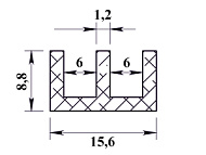 Ш-образный профиль алюминиевый Серебро 266 2м Ш-образный профиль алюминиевый Серебро 266 2м