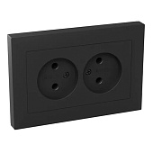  Розетка двойная встраиваемая без заземления, цвет черный,  EKF Эпика 