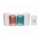  Подставка для умывальных принадлежностей Универсальная 2 стакана +дозатор для зубной пасты 6293-2 