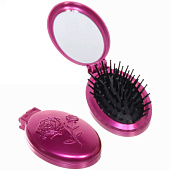 Расческа для волос массажная складная с зеркалом "Beauty Room", овал, микс, 9х5,5 см 333-366