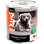  Влажный корм Дарси для собак 850г говядина, рис 