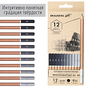  Набор карандашей художественных Brauberg Art Classic, чернографитные 4H-8B, 12 штук, 181542 