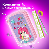  Пенал Юнландия, 2 отделения, ламинированный картон, блестки, 19х11 см, Anime hugs, 272293 