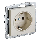 Розетка встраиваемая с заземлением, цвет бежевый, IEK BRITE Розетка встраиваемая с заземлением, цвет бежевый, IEK BRITE