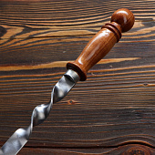 Шампур узбекский для люля кебаб широкий 60см/2см с деревянной ручкой 4981232 Шампур узбекский для люля кебаб широкий 60см/2см с деревянной ручкой 4981232