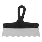 Шпатель зубчатый 250мм, зуб 4х4мм, пластмассовая ручка, нержавеющая сталь Шпатель зубчатый 250мм, зуб 4х4мм, пластмассовая ручка, нержавеющая сталь