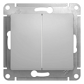 Выключатель встраиваемый 2 клавиши, цвет алюминий, SE Glossa Выключатель встраиваемый 2 клавиши, цвет алюминий, SE Glossa