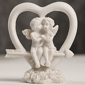  Сувенир  Ангелочки в сердце, 6х5,5х3 см, полистоун, 162008 