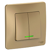 Выключатель 2-кл. СП BLANCA с подсветкой титан SchE BLNVS010514 Выключатель 2-кл. СП BLANCA с подсветкой титан SchE BLNVS010514