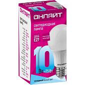  Лампа LED 10Вт Е27, груша, 4000К нейтр. бел. ОНЛАЙТ 