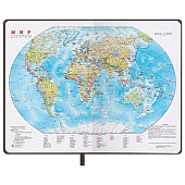  Ежедневник А5 недатированный 138x213мм BRAUBERG Finest под кожу, резинка, 136л, коричневый, 111870 