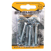  Болт мебельный DIN 603  6x40 с гайкой белый цинк 8 шт 