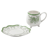 Чайная пара WY Bloomware, 2 предмета, фарфор, белая, зелёная, 10791191 Чайная пара WY Bloomware, 2 предмета, фарфор, белая, зелёная, 10791191