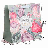 Пакет крафтовый квадратный With love, 22 х 22 х 11 см, 5289002 Пакет крафтовый квадратный With love, 22 х 22 х 11 см, 5289002