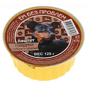  Влажный корм для собак Ем без проблем 125г говядина, рубец, печень 
