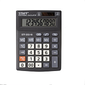  Калькулятор настольный STAFF PLUS STF-222, КОМПАКТНЫЙ (138x103мм), 10 разрядов, двойн.питание,250419 