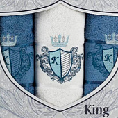 Комплект полотенец в коробке MERZUKA махровые 3 шт. KING (тёмно-голубой)