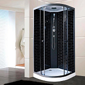  Душевая кабина 90x90x210 1/4 круга низкий поддон стекло 4мм черный кирпич BST5020 ODA 