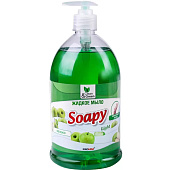  Жидкое мыло Soapy эконом Яблоко с дозатором 1000 мл. Clean&Green CG8094 