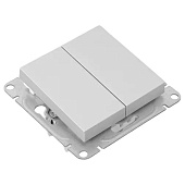  Выключатель встраиваемый 2 клавиши, цвет алюминий, EKF Эпика 