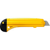 Нож упрочненный из АБС пластика со сдвижным фиксатором FORCE, сегмент. лезвия 18 мм, STAYER Нож упрочненный из АБС пластика со сдвижным фиксатором FORCE, сегмент. лезвия 18 мм, STAYER