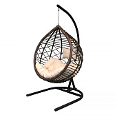  Кресло подвесное Вирджиния арт.D3414-МТ005 (стойка+основание.черн.,корзн.корич.,подуш.песочн.) max 100 кг 
