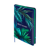  Ежедневник А5, 136 л, deVENTE Botanic, темно-синий, белая бумага с зеленым срезом, искусственная кожа, 2234579 
