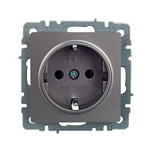 Розетка встраиваемая с заземлением, цвет сталь, IEK BRITE Розетка встраиваемая с заземлением, цвет сталь, IEK BRITE