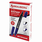 Маркер перманентный синий круглый 2-4мм BRAUBERG двухсторонний