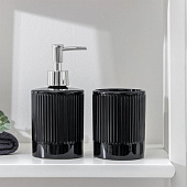  Набор аксессуаров для ванной комнаты «Лина», 2 предмета (дозатор для мыла, стакан), цвет чёрный /6243793 