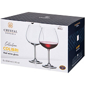 Набор бокалов для красного вина Crystal Bohemia Colibri 650мл (6шт) БСС0063 Набор бокалов для красного вина Crystal Bohemia Colibri 650мл (6шт) БСС0063