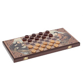 Игра настольная 2 в 1 ( шашки, нарды) "Охотники на привале", L50 W25 H3 см Игра настольная 2 в 1 ( шашки, нарды) "Охотники на привале", L50 W25 H3 см