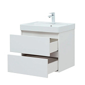  Тумба Вега подвесная 60 2 ящика бел.глянец с раковиной Ирис 308332+301802 Акванет 
