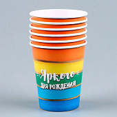  Набор бумажной посуды Радуга, 6 тарелок, 1 гирлянда, 6 стаканов, 9799797 