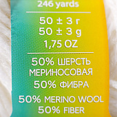  ДЕТСКИЙ КАПРИЗ мериносовая шерсть 50% фибра 50% 50гр/225м (01, белый) 