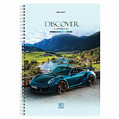  Тетрадь 80л. А4. BRAUBERG гребень, клетка, обложка картон, Discover, 404050 
