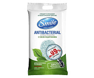  Влажные салфетки  Smile Антибактериальные с соком подорожника 15 шт 