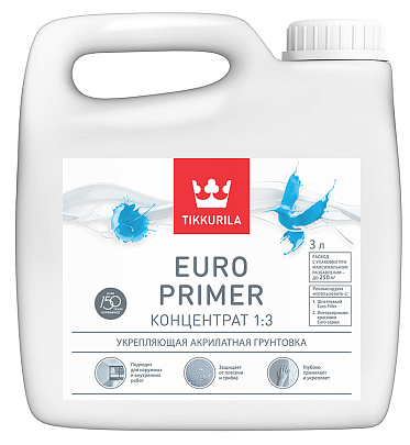 Грунт концентрат укрепляющий Tikkurila EURO PRIMER 3л Грунт концентрат укрепляющий Tikkurila EURO PRIMER 3л