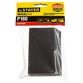  Губка шлифовальная STAYER "MASTER" угловая, зерно - оксид алюминия, Р180, 100 x 68 x 42 x 26 мм, средняя жесткость 