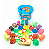 Тесто для лепки 12 цветов, формочки 21 шт, скалка, П109 Тесто для лепки 12 цветов, формочки 21 шт, скалка, П109