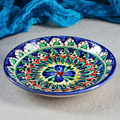 Тарелка Риштанская Керамика Цветы синяя 15 см 2741385 Тарелка Риштанская Керамика Цветы синяя 15 см 2741385