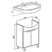  Тумба Эко 60 напольная лиственница с раковиной Уют 60 ZM 