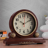  Часы настольные "Берта" 30х26 см, корпус коричневый с золотом, микс 4833057 