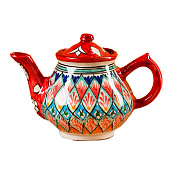  Чайник Риштанская Керамика "Узоры", 0,8 л, красный 9599370 