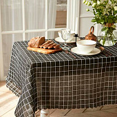  Скатерть (рогожка)  145х220 Доляна Клетка чёрная 5985630 