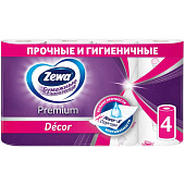  Бумажные полотенца Зева для кухни 2 слоя 4 рулона Премиум Декор 