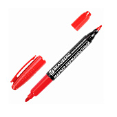  Маркер перманентный красный двусторонний Brauberg, круглый наконечник 2/4 мм, 150838 