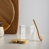 Набор банок для хранения с ложкой, 9х8х8 см стекло, бамбук Vetta ЭКО 828-006 Набор банок для хранения с ложкой, 9х8х8 см стекло, бамбук Vetta ЭКО 828-006